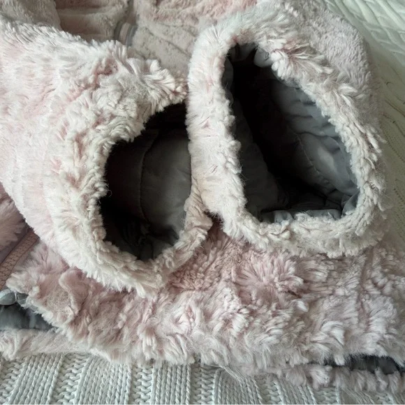 North Face Reversible Mossbud Swirl Puffer Coat Jacket Zip Gray Pink Girls L 14 - Picture 11 of 12